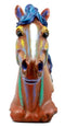 Ebros Gift Wild & Free Colorful Horse Bust Figurine 8.25" H Multi Color Rainbow Hand Painted Faux Wood