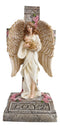 Ebros Christian Inspirational Love Angel With Rose Cross Desktop Plaque Figurine