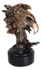 Majestic Mighty 2 American Bald Eagle Heads With Talons Bronzed Resin Figurine