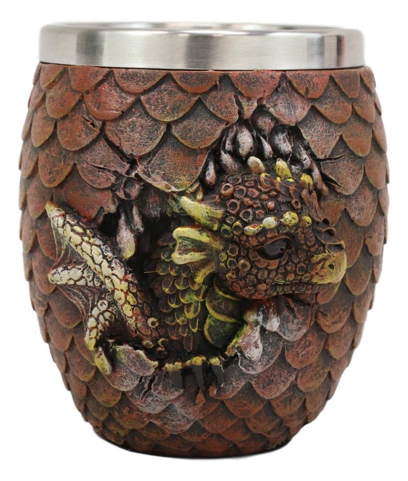 Ebros Medieval Khaleesi's Elemental Dragon Colorful Scale Egg With Hatching Wyrmling Small Coffee Tea Mug Cup 3.75" High Fantasy GOT Themed Dungeons And Dragons Drinking Cups (Fire Red)