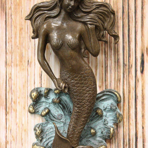 Ebros Solid Brass Metal Hand Painted Bronze Color Nautical Siren