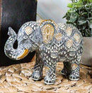 Ebros Silver and Gold Patterned Elephant Statue 5.25" Long Feng Shui Elephant Figurine Symbol of Wisdom Fortune and Protection (Calf Elephant)