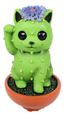 Ebros Maneki Neko Kitty Cat Faux Succulent Cactus With Flower In A Pot Mini Figurine