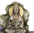 Bodhisattva Buddha Kuan Yin Seated on Lotus In Meditation Sculpture Statue