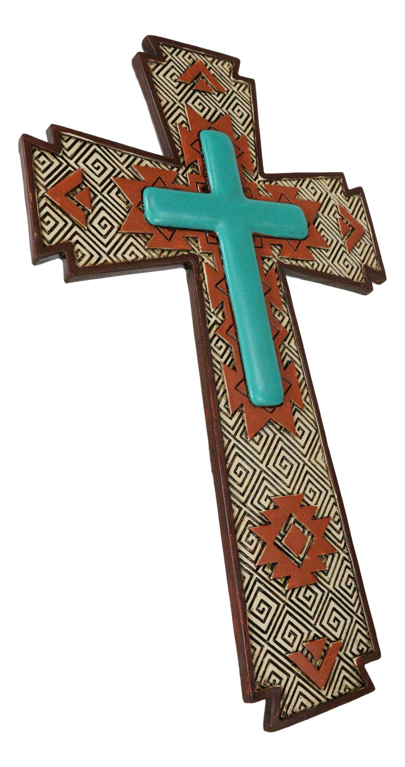 Southwestern Aztec Tribal Vectors Patterns Turquoise Canyon Ranch Wall Cross