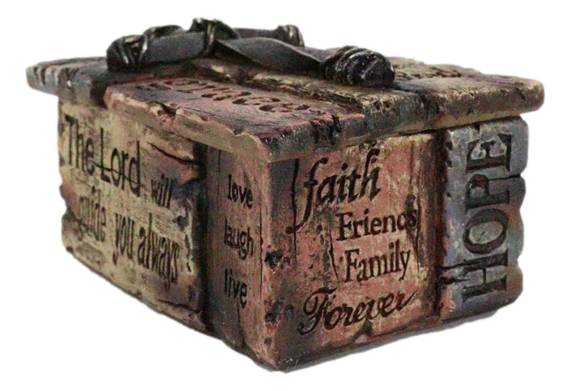 Rustic Christian Bible Scripture Friendship Faith Hope Love Grace Trinket Box