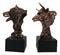 Stock Market Roaring Bear And Bull Bust Bronze Electroplated Resin Figurines Set