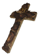 Rustic Western Forest Elk Stag Moose Heads Faux Wood Tree Wall Cross Decor 16" H