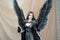 Ebros Gothic Black Shadow Winged Angel Goddess W/ Raven Figurine Death Gallows