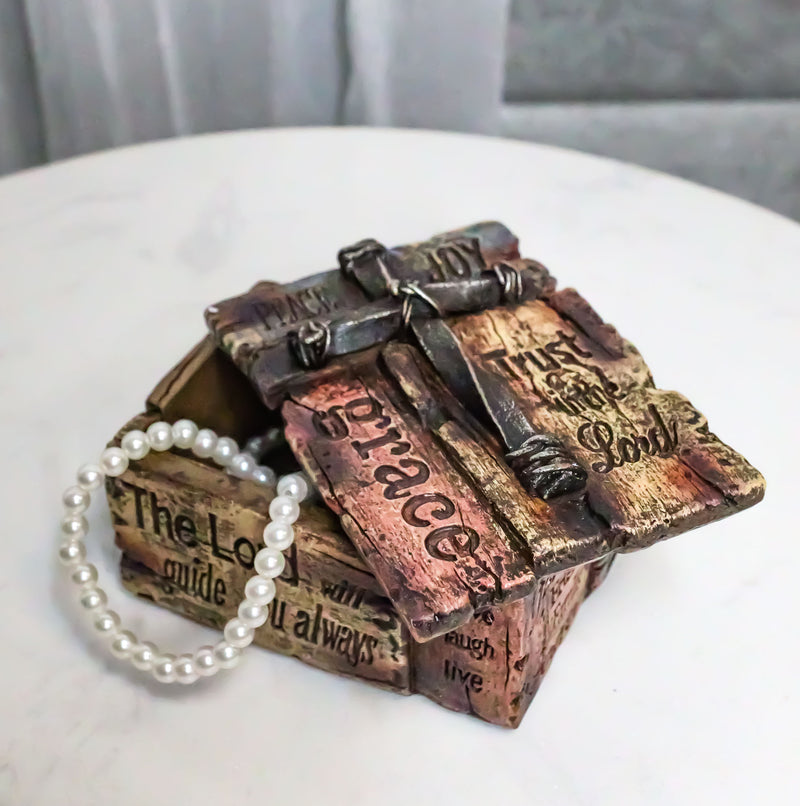 Rustic Christian Bible Scripture Friendship Faith Hope Love Grace Trinket Box