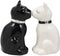 Ebros Gift Ceramic Black And White Kitty Cats Couple Salt And Pepper Shakers Spicy Love Magnetic Kissing Feline Kittens Figurine Set 3.75"Tall