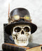 Ebros Steampunk Aristocrat With Royal Feather And Aviator Goggles Skull Figurine