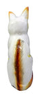 Balinese Wood Handicrafts Adorable White Feline Cat Purr Pet Figurine 8"H