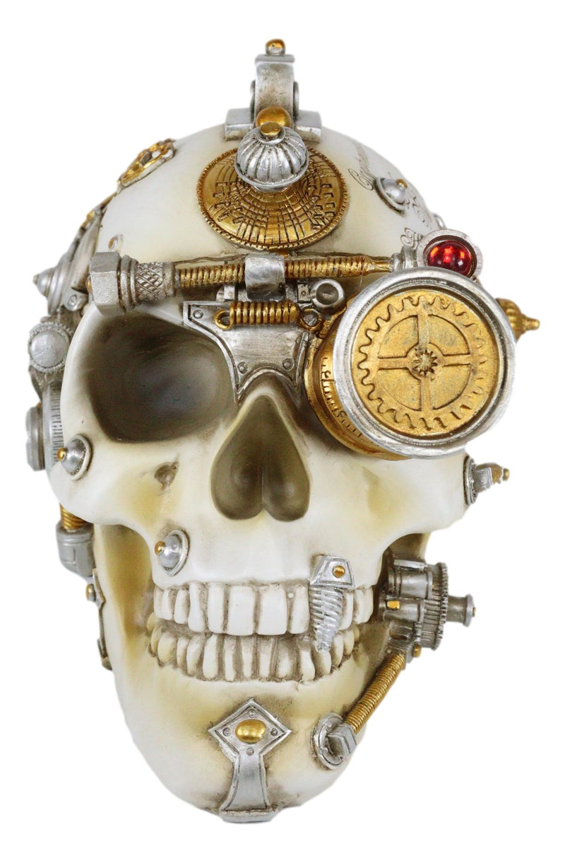 Ebros Large Steampunk Cyborg Cerebrum Skull Figurine W/ Secret Side Drawer Stash Box