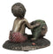 Merbaby Boy Playing With Blowfish And Starfish Figurine 3.75"L Nautical Mermaid