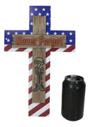 Western USA Flag Hero Fallen Soldier Boot Rifle Helmet Never Forget Wall Cross