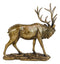 Large Wapiti Bull Elk Deer With Towering Antlers Rustic Statue In Gold Patina