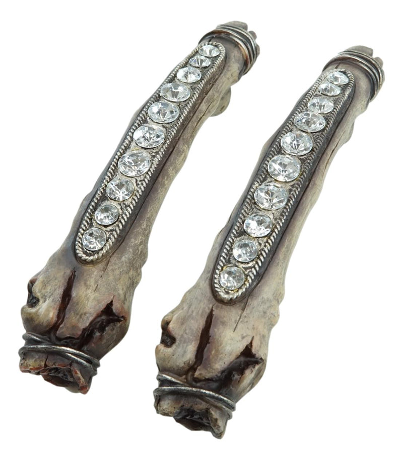 9" Long Rustic Faux Wood Branch With Crystals Drawer Cabinet Bar Pulls 2-Pack