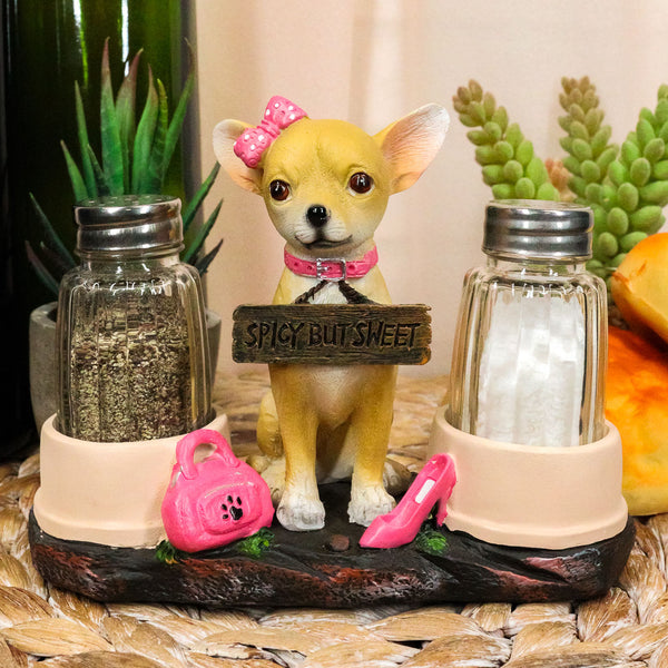 Ebros Gift Hot & Spicy Glamour Pink Girl Chihuahua Dog Glass Salt Pepp