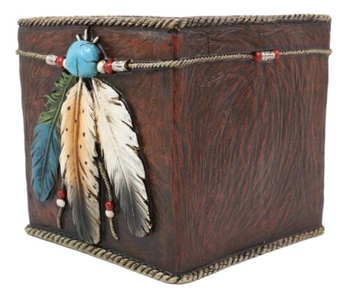 Ebros Southwestern Turquoise Gem 3 Feathers Tissue Box Cover Home Decor