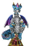 Blue Iridescent Armored Rainbow Wyrmling Dragon With Faux Crystal Prism Figurine