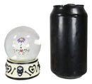 Black And White Hearts And Bones Day of the Dead Sugar Skull Small Water Globe