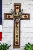 Western Rustic United States Navy with Eagle and Anchor Emblem Wall Cross Plaque