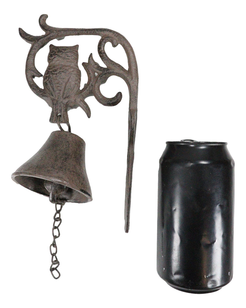 Cast Iron Rustic Western Wise Owl On Branch Scrolls Door Wall Dinner Yard Bell