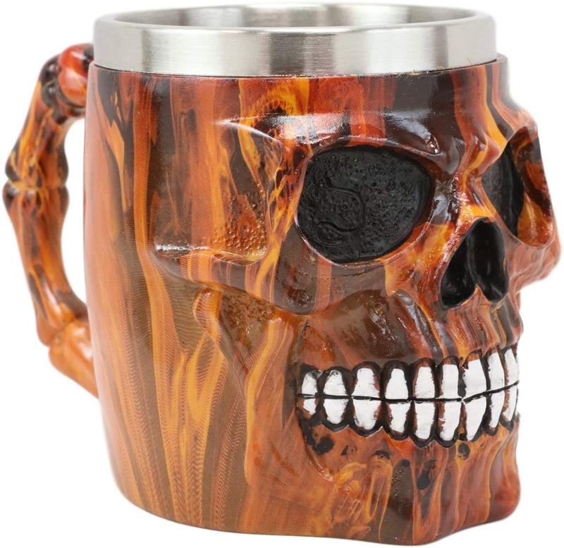 Ebros Inferno Fire Skull Face Drinking Coffee Mug Beverage Drinkware 6.25"W