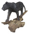 Ebros Animal Jungle Black Panther Prowling On Distressed Tree Log Figurine 8"L