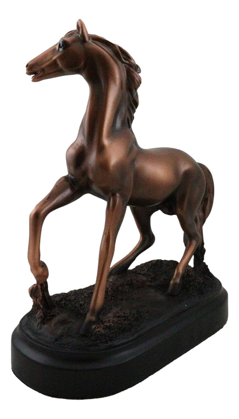 Rustic Western Country Equestrian Beauty Horse Bronzed Resin Figurine With Base