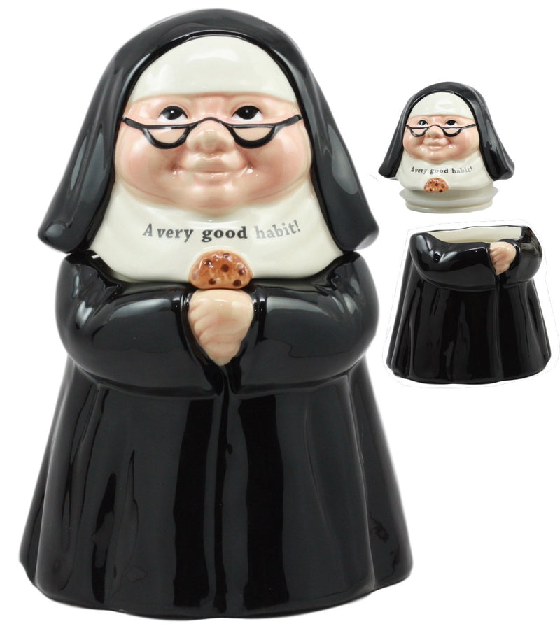 Ebros A Very Good Habit Religious Sister Nun With Cookie Ceramic Cookie Jar 9.25" Tall Collectible Kitchen Hosting Dining Accessory Good Habits And Bad Habits