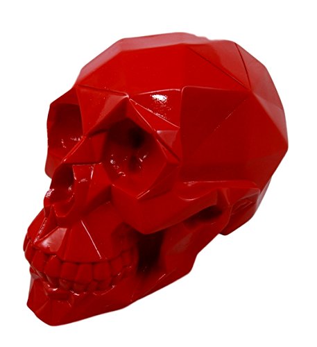 Ebros Gift Geometric Matrix Polygon Red Blood Skull Decorative Figurine 8.5"L