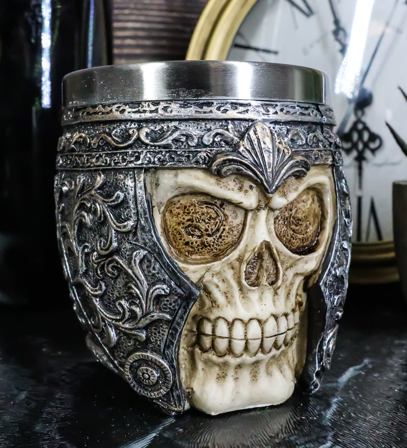 Ebros Skull With Battle Helmet Tea Coffee Cup Mug 8oz (2 Pieces)