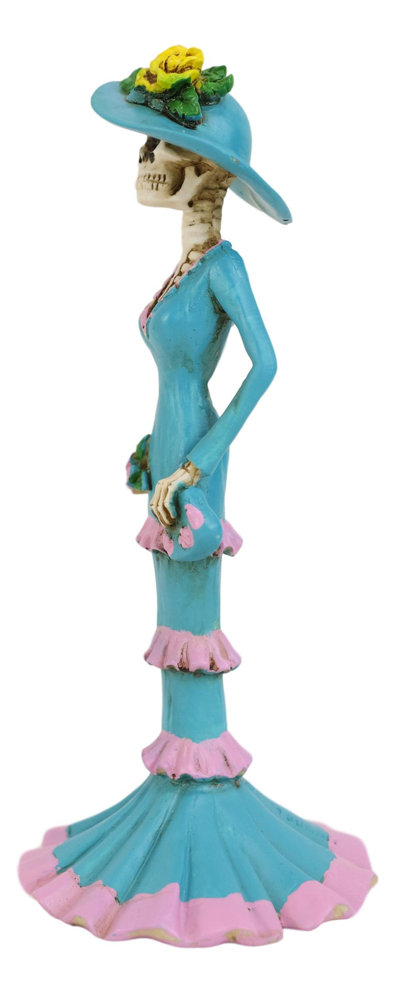 Day Of The Dead Blue Socialite Senorita Fashion Ballroom Skeleton Lady Statue