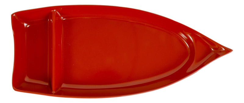 Pack Of 4 Japanese Omakase Style 10"L Red Melamine Sushi Boat Serving Plates