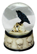 Small Gothic Day Of The Dead Edgar Allan Poe Raven On Skull Glitter Water Globe