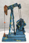 Western Rustic Blue Vintage Nodding Donkey Pumpjack Oil Derrick Rig Figurine