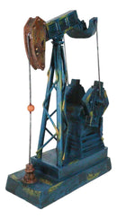 Western Rustic Blue Vintage Nodding Donkey Pumpjack Oil Derrick Rig Figurine