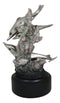 Nautical Marine Sea Dolphins By Coral Reef Silver Electroplated Resin Figurine