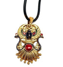 Ebros Egyptian Winged Scarab Dual Cobra Head Ankh Necklace Pendant Jewelry