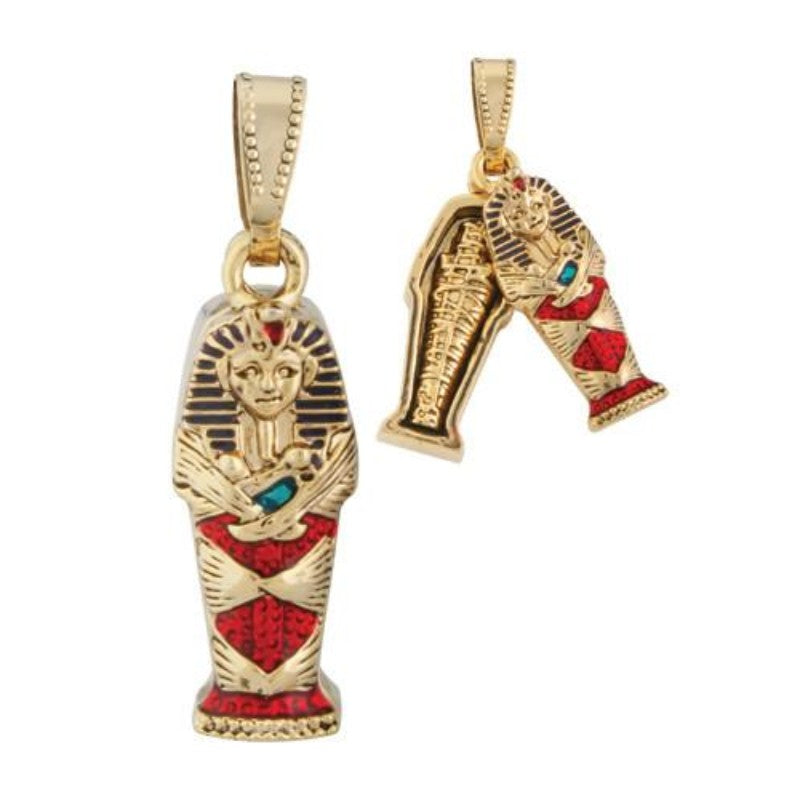 Ebros Egyptian King Tut Coffin Sarcophagus Pendant Jewelry Accessory Egypt Necklace