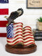 Patriotic Wings of Glory Bald Eagle Perching On American Flag Memorial Figurine