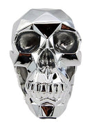 Ebros Geometric Matrix Polygon Silver Chrome Plated Skull Decor Figurine 8.5"L