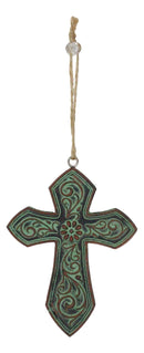 Pack of 3 Rustic Western Fleur De Lis Scrollwork Heart Plaque Cross Ornaments