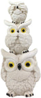 Ebros Stacked See Hear Speak No Evil Wise Fat Owls Figurine 7.5" Height (Cream)