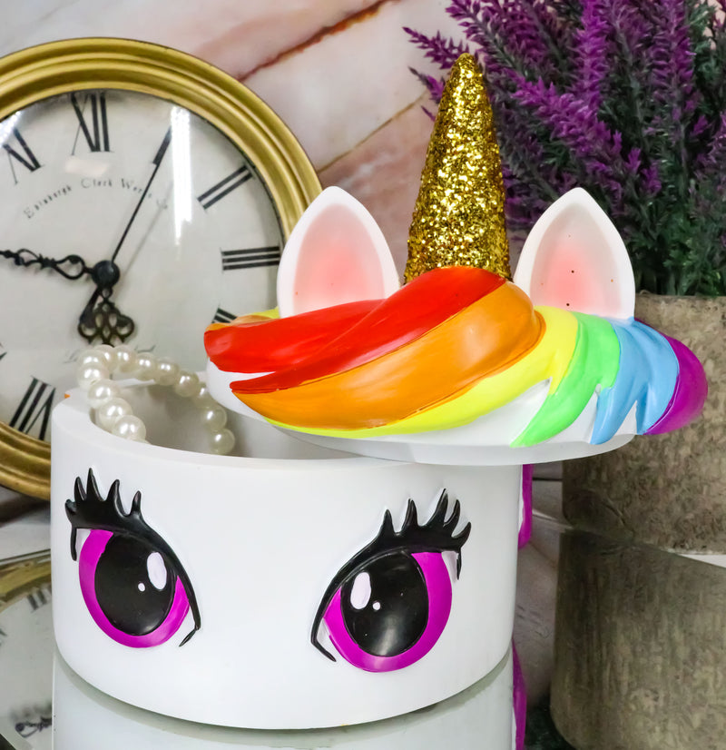 Enchanted Fantasy Rainbow Unicorn Stargazer Trinket Decorative Jewelry Box Decor