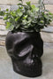 Matte Black Ceramic Day Of The Dead Ghastly Skull Planter Bowl Pot Figurine