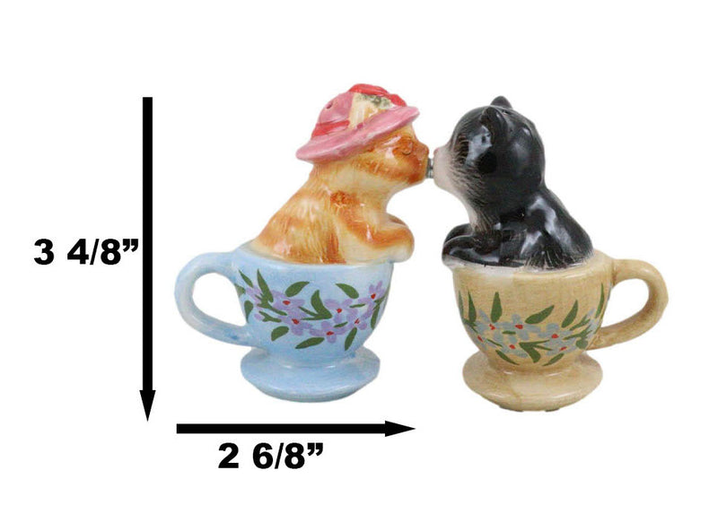 Ebros Gift Ceramic Black And White Kitty Cats Couple Salt And Pepper Shakers  