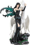 Gothic Pearl Visionary Fairy Strolling With Solar Viserion Dragon Pet Figurine